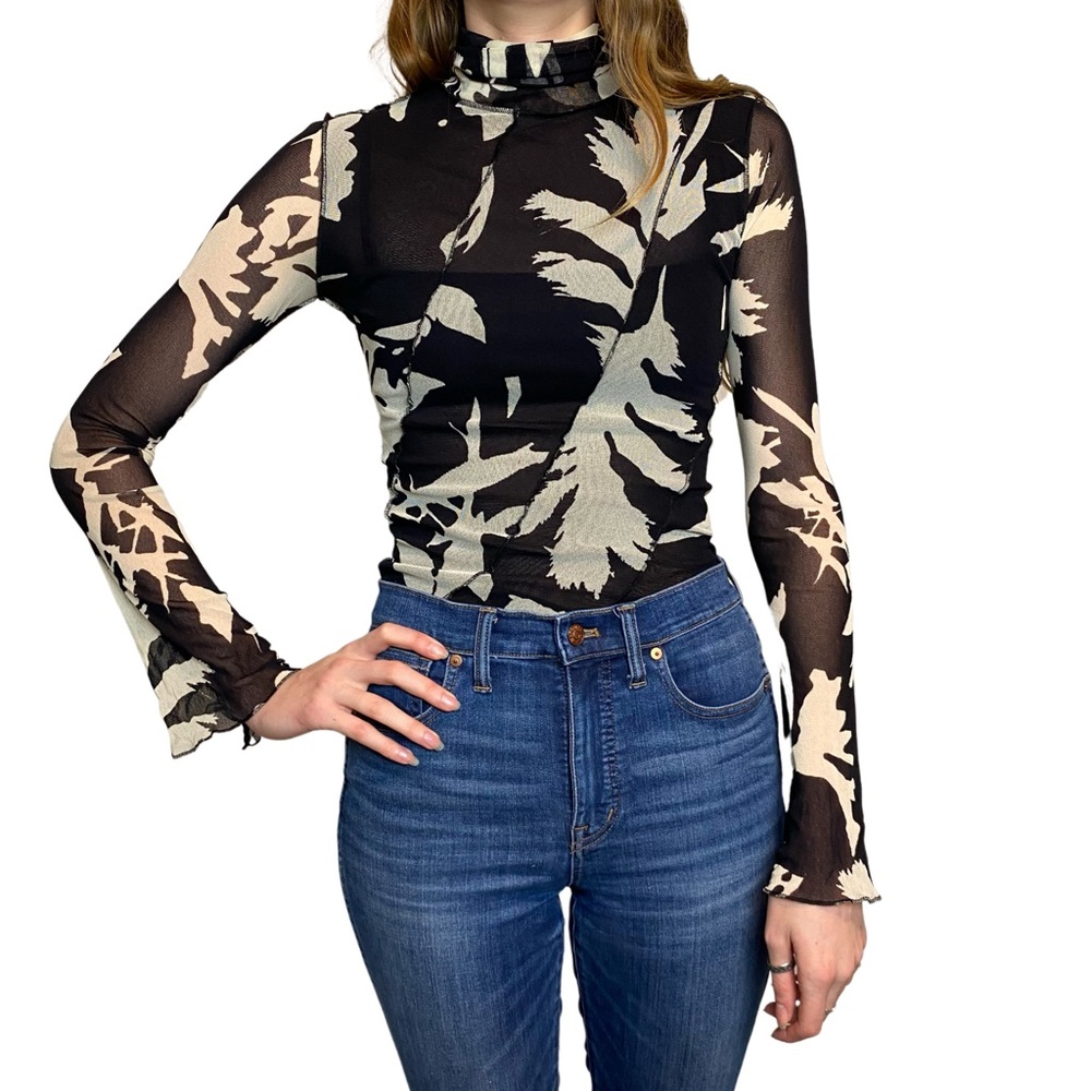 FUZZI long sleeve turtleneck patch top